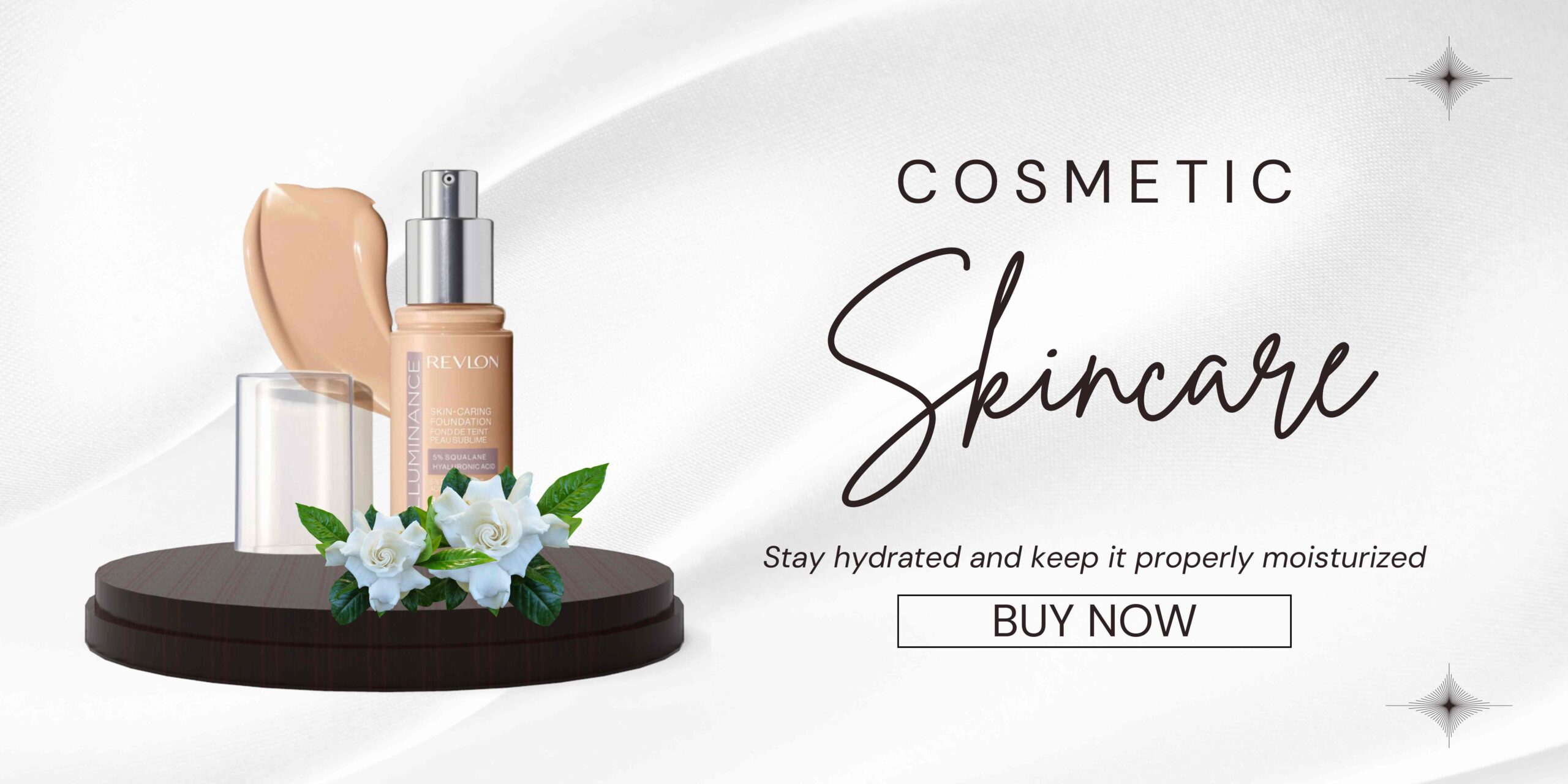 White and Brown Minimalist Cosmetic Skincare Banner Landscape